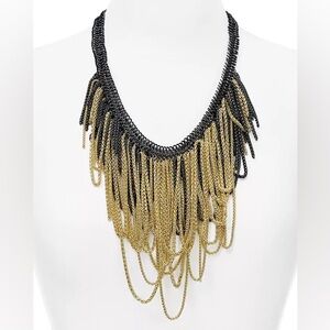 Kendra Scott - Black and Gold Chain Fringe Statement Necklace